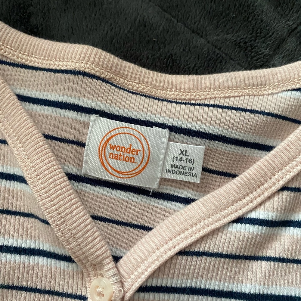 Pink Striped Button Down Rib Top - Picture 2 of 3
